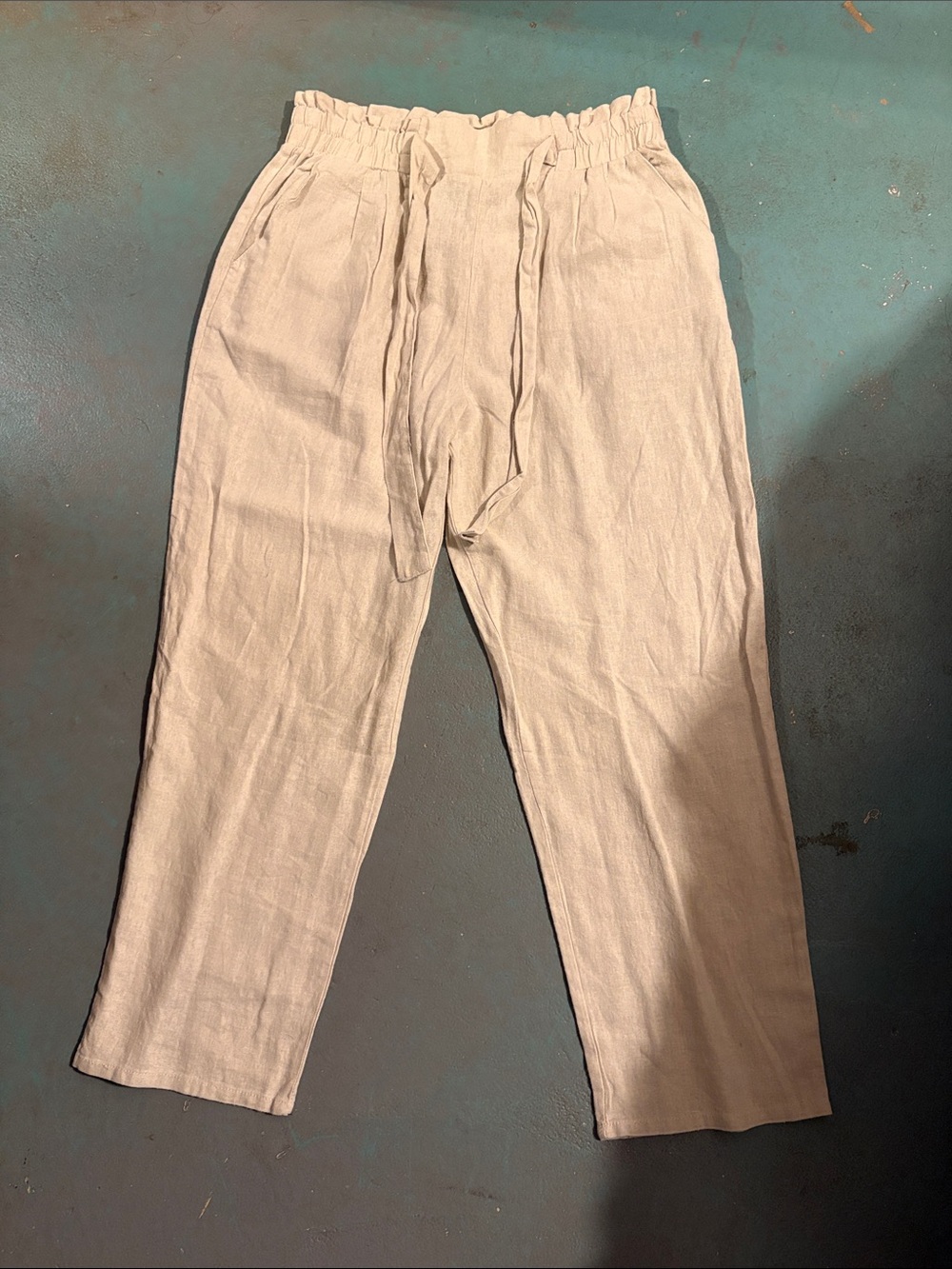 Ambiance Men's Drawstring Linen Chinos — Cream
